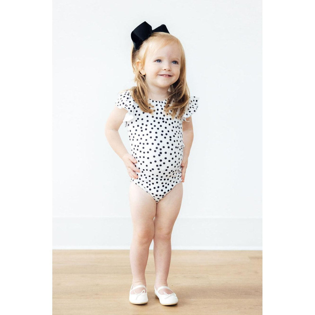 Scattered Dot S/S Flutter Sleeve Leotard
