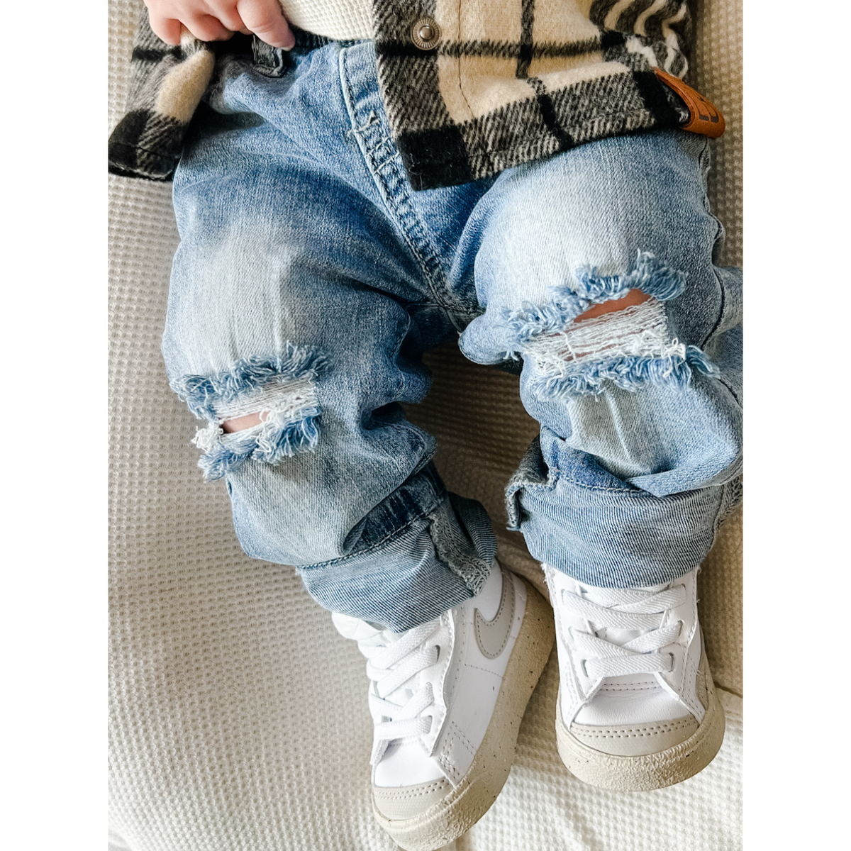 Relaxed Fit Distressed Denim