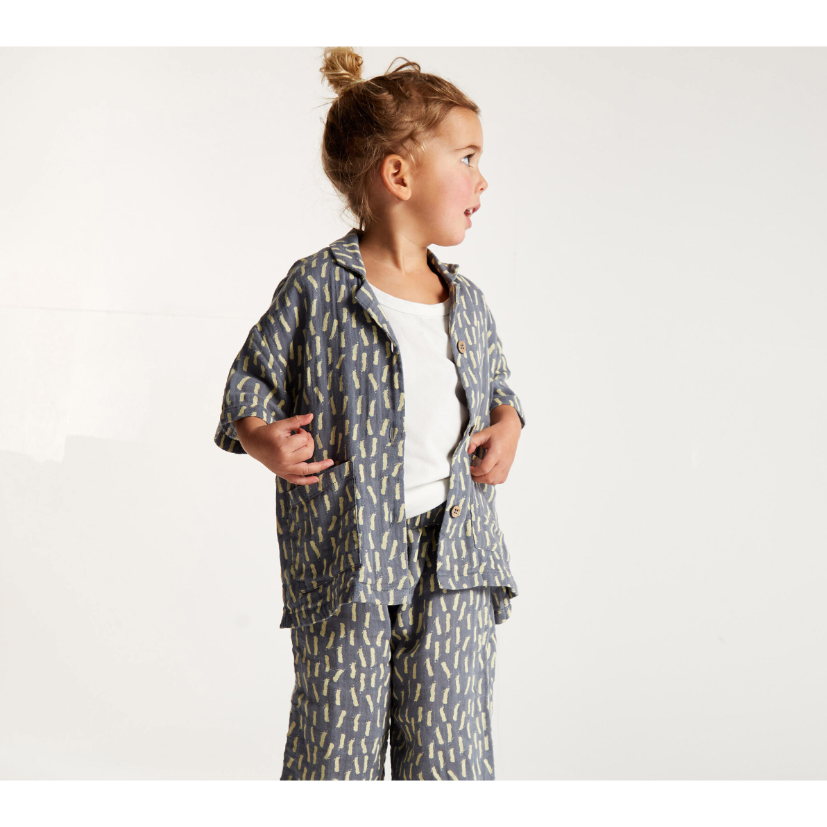 gauze relaxed shirt | dash print