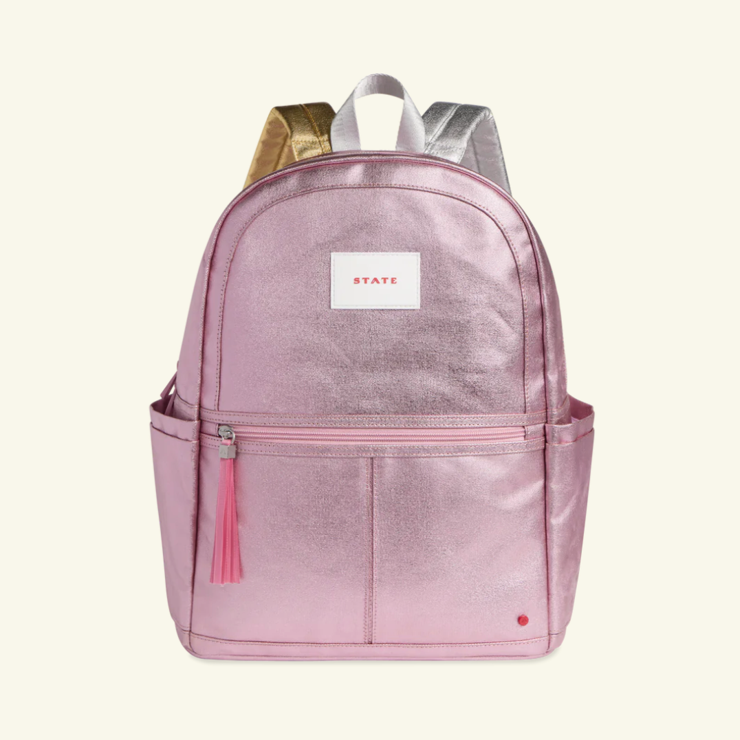 kane kids double pocket backpack | pink/silver