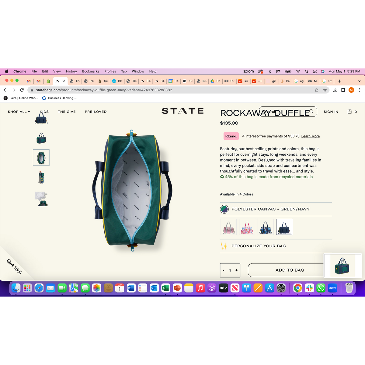 rockaway duffle | green/navy