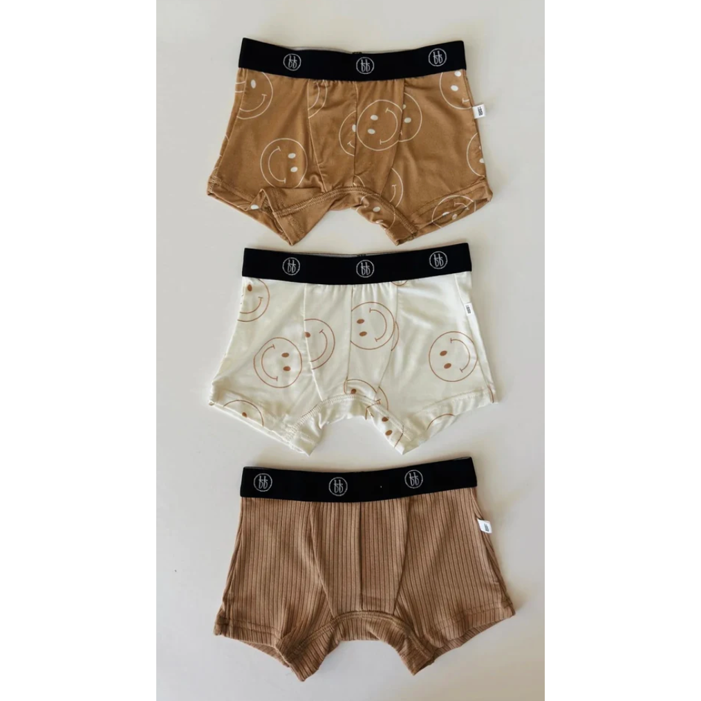 tan & ivory smile | bamboo boxers (3 pack)