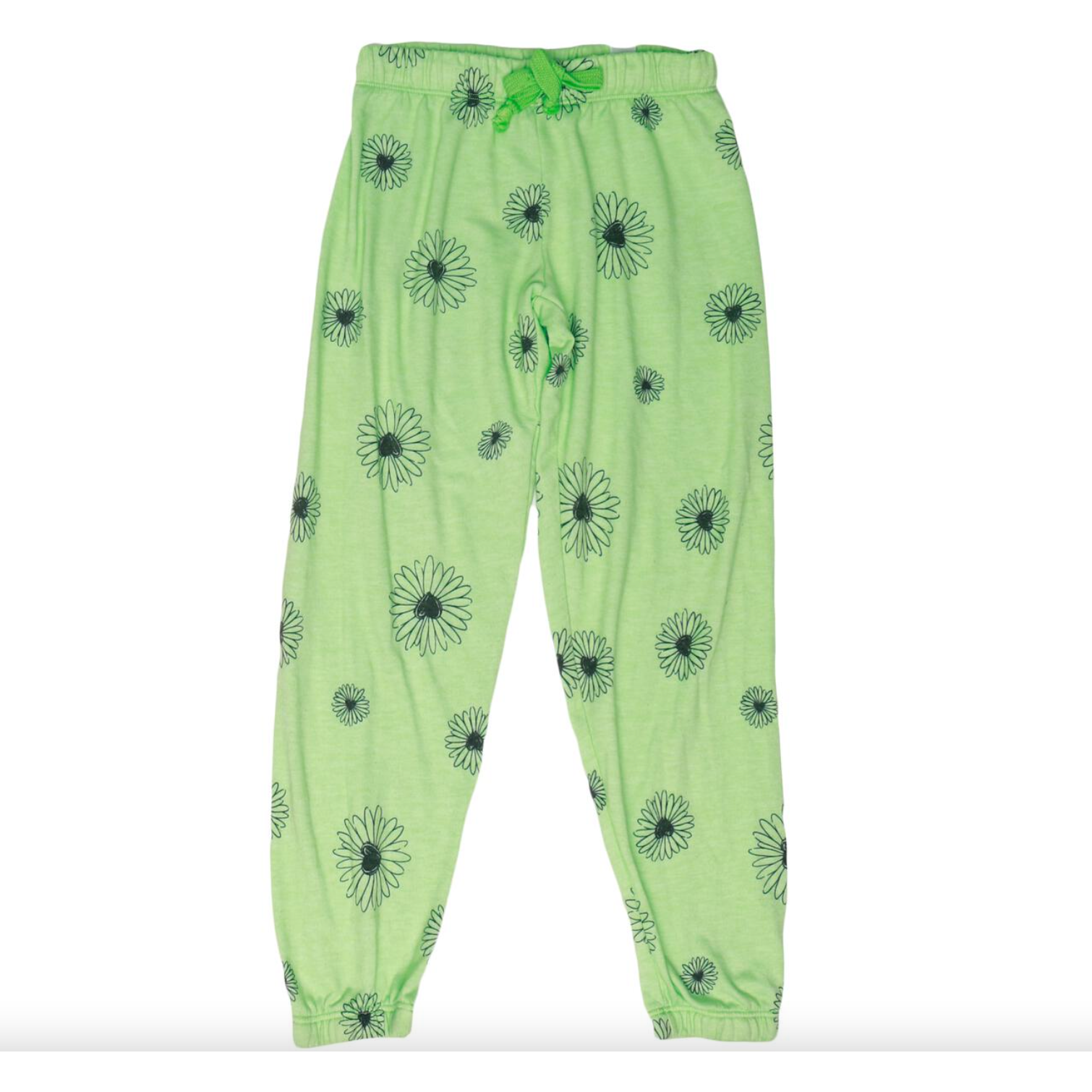 drawstring daisy sweatpants | neon green