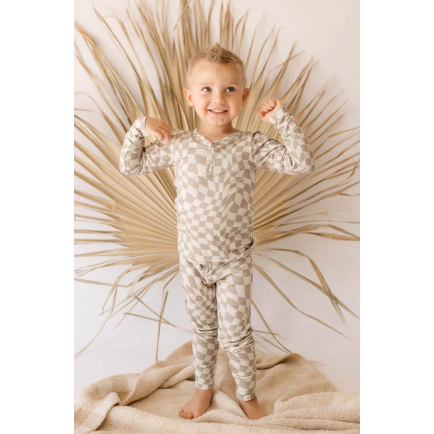 wavy checker | bamboo two piece pajamas