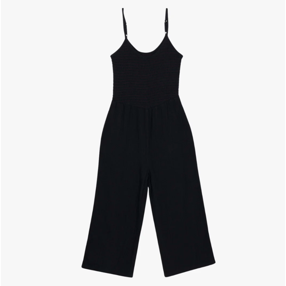leena smocked jumpsuit | black