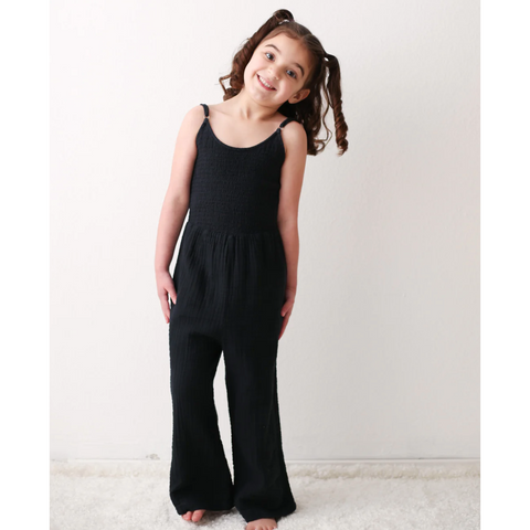 leena smocked jumpsuit | black