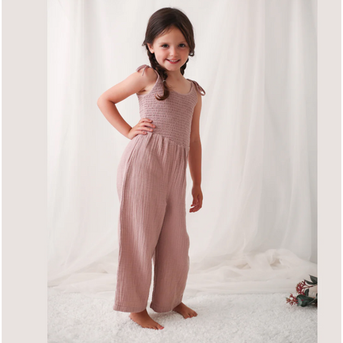 leena smocked jumpsuit | pink