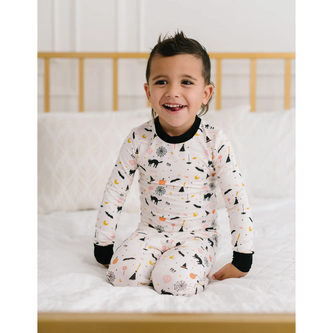 2 piece halloween toddler pajama set | spooky scenes