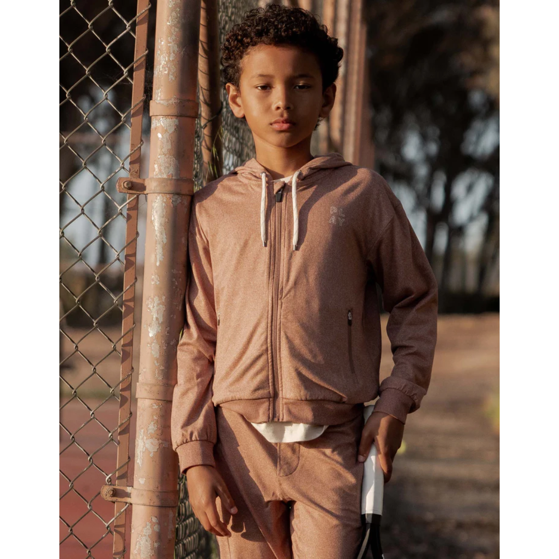 zip up tech hoodie | brick