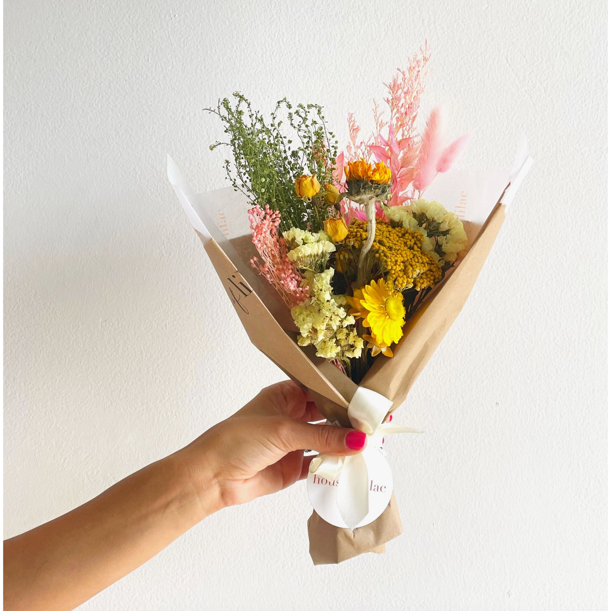 classic dried flower bouquet | nude &amp; sherbet mixed