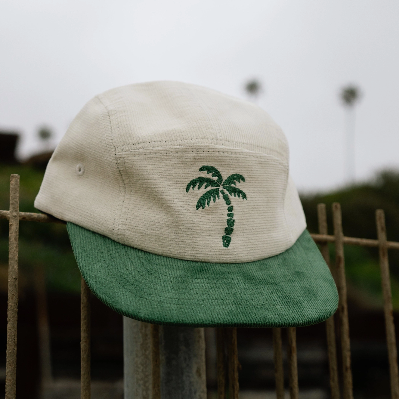 palm tree corduroy five-panel hat