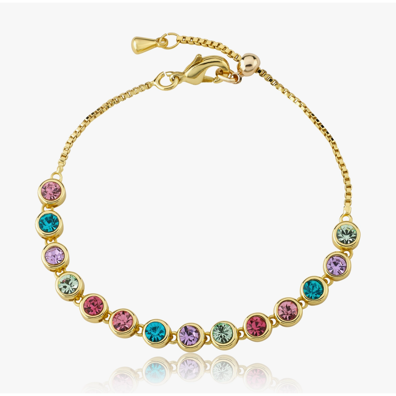 14K gold plated rainbow bezel tennis bracelet