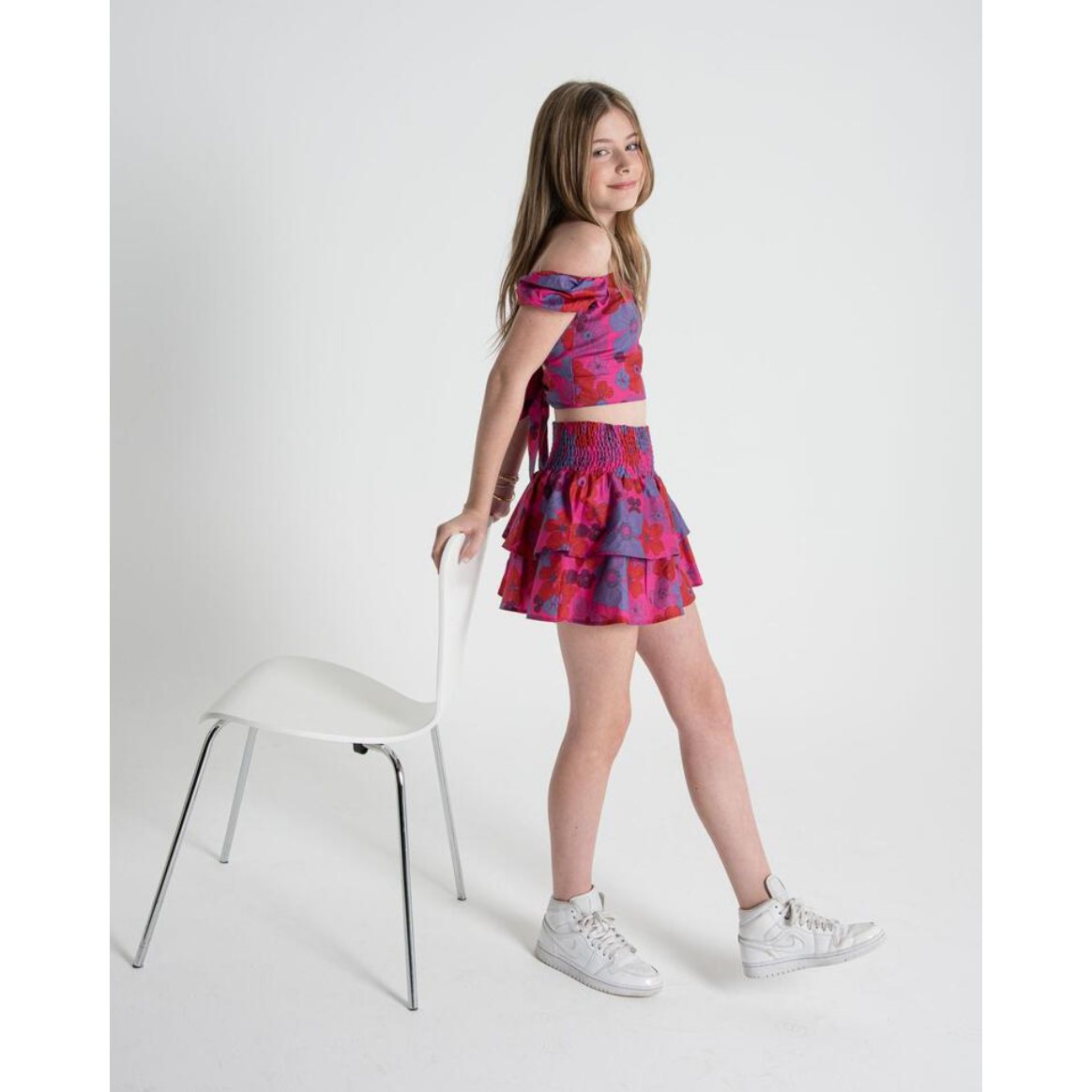 noa double top | pink 70s floral