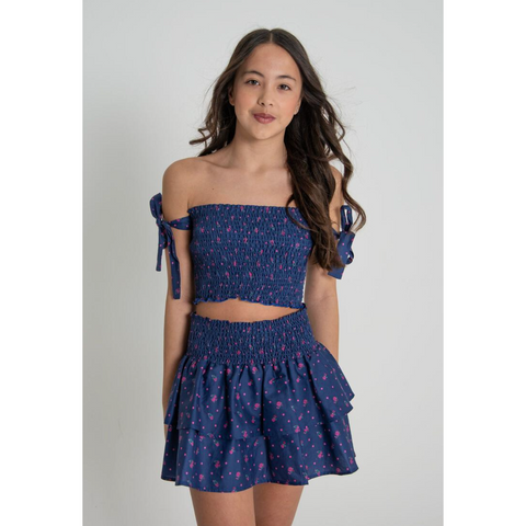 jules mini skirt | navy polka dot