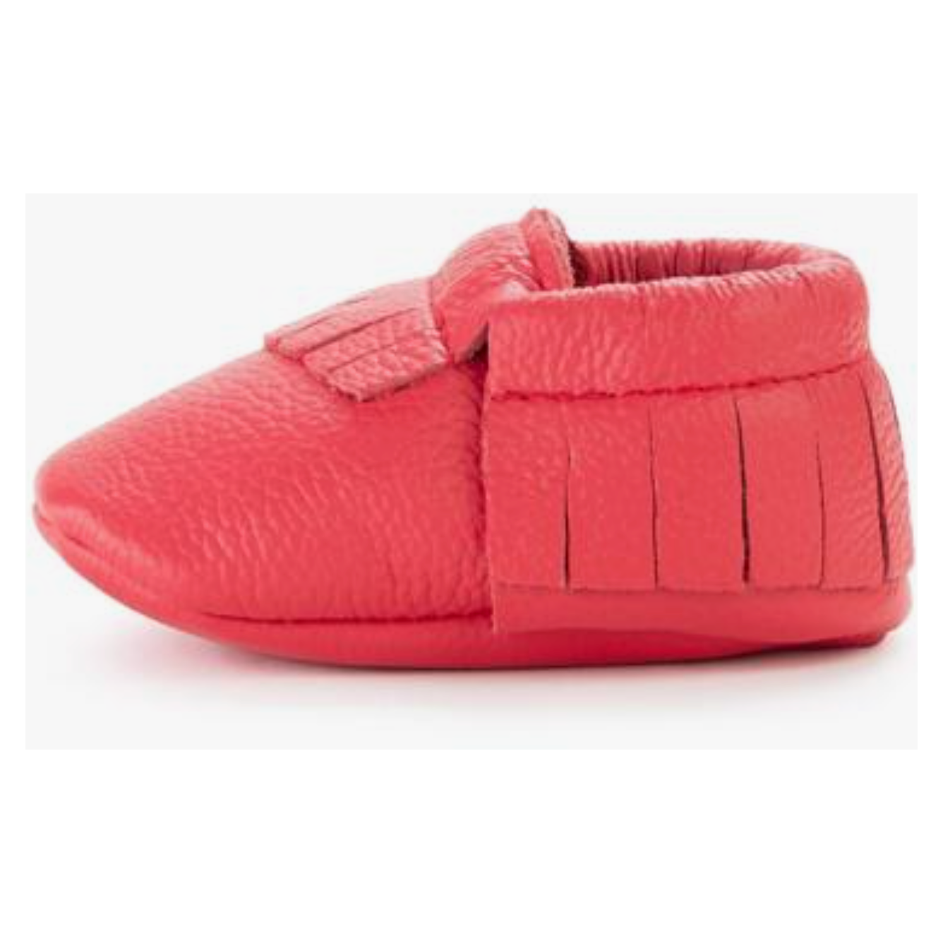 leather baby moccasins | hibiscus red