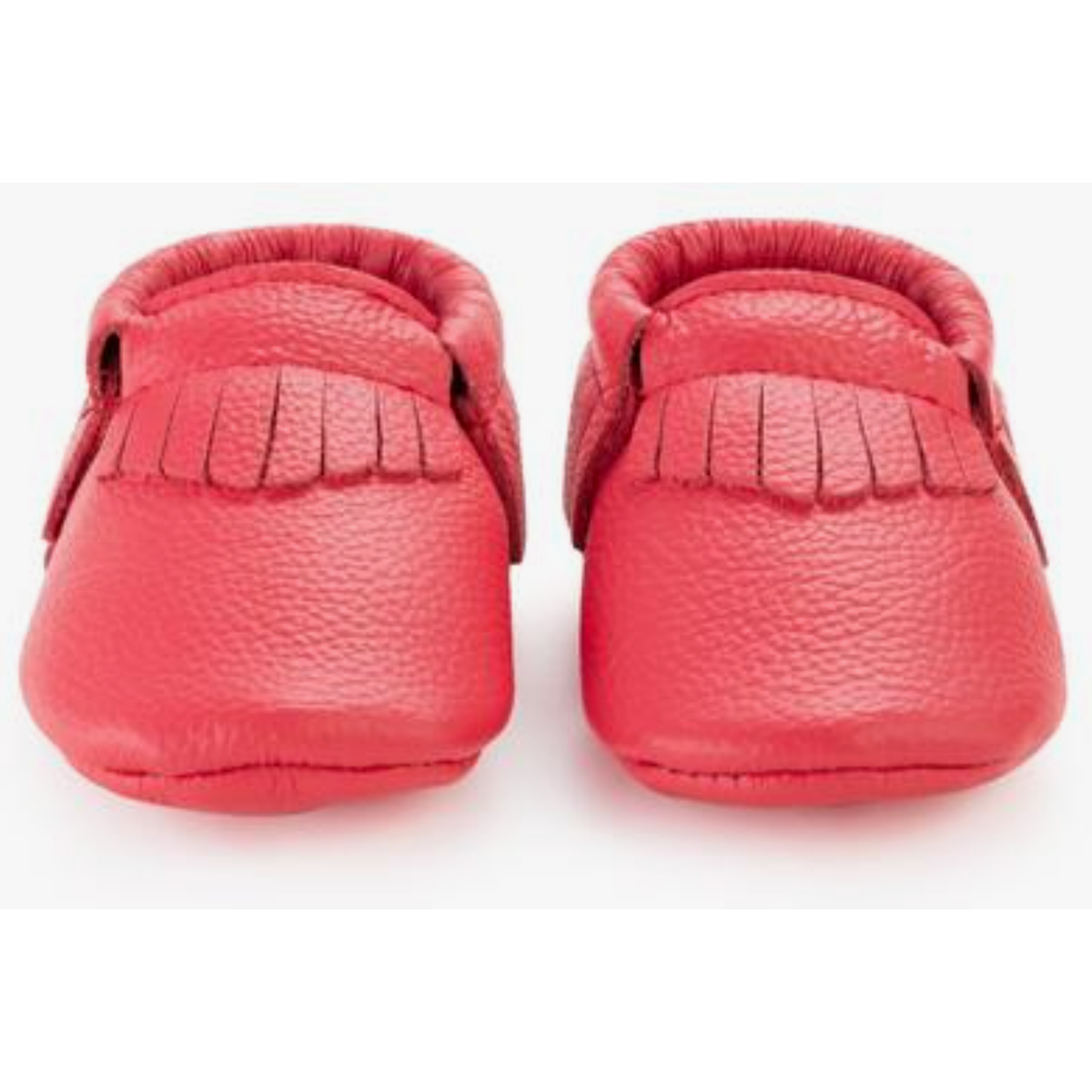 leather baby moccasins | hibiscus red