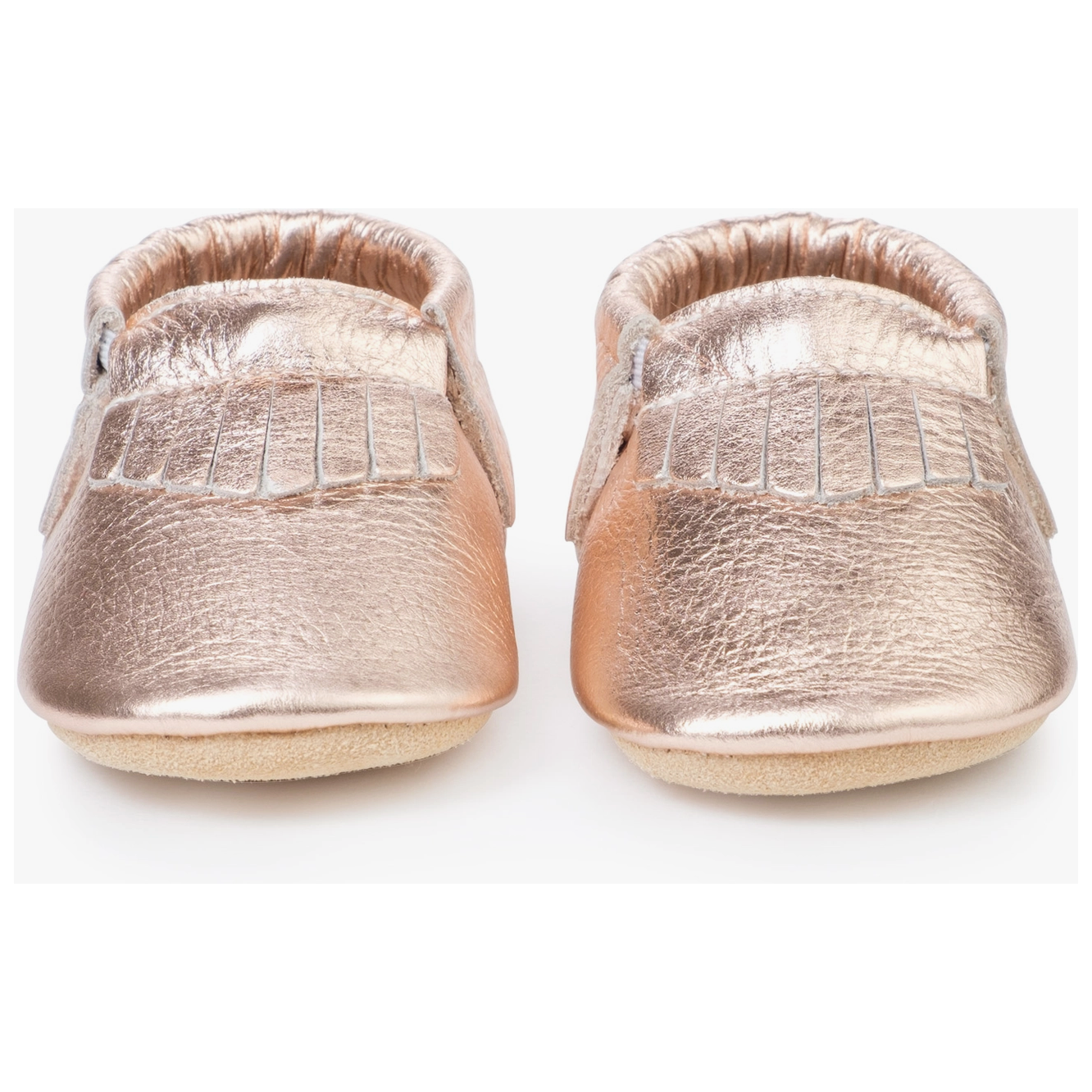 leather baby moccasins | rose gold