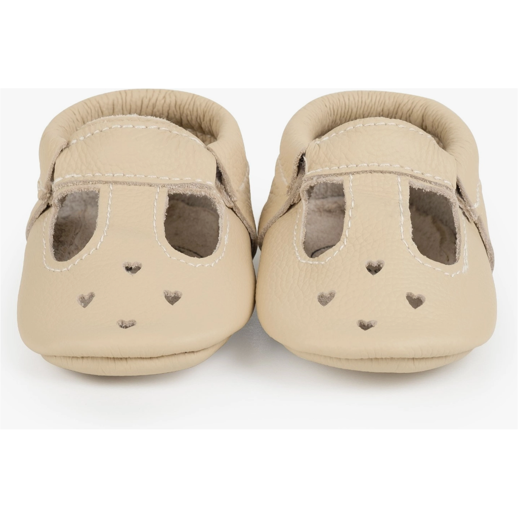 leather baby mary janes in latte