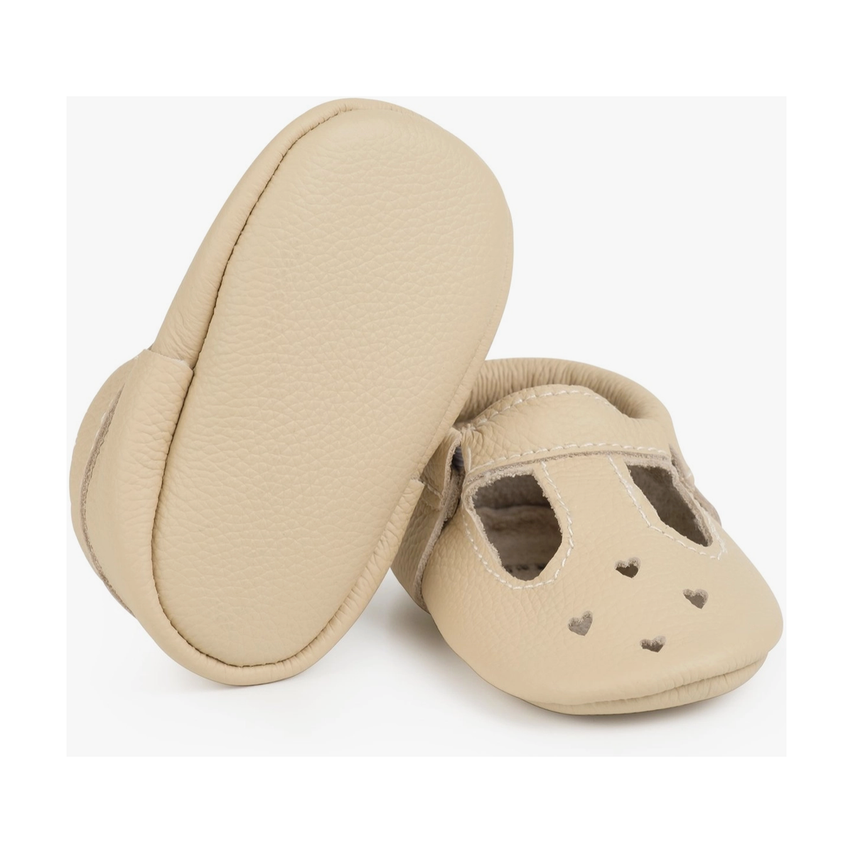 leather baby mary janes in latte