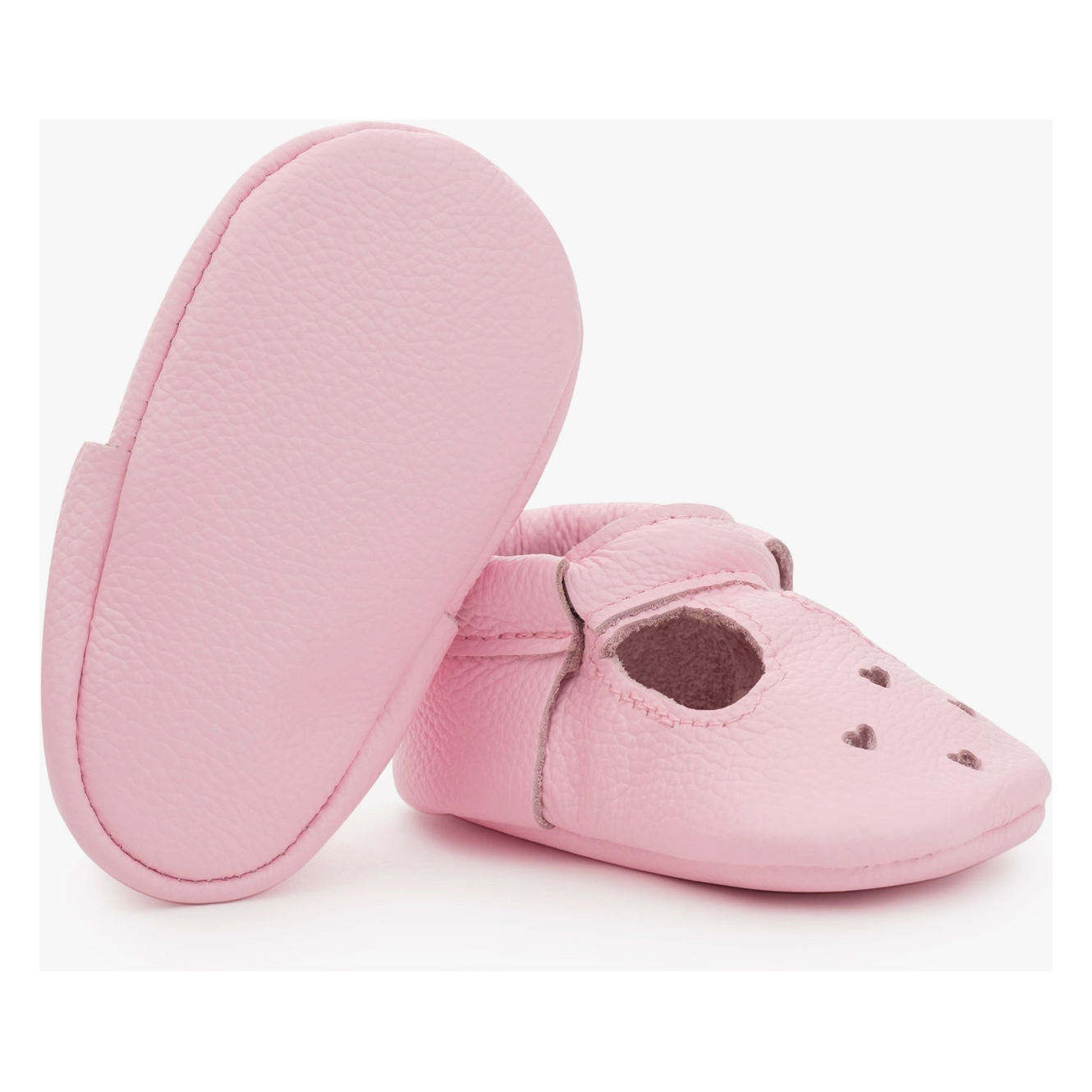 leather baby mary janes in pink