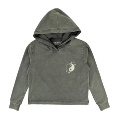 cosmic hooded long sleeve tee | mineral black
