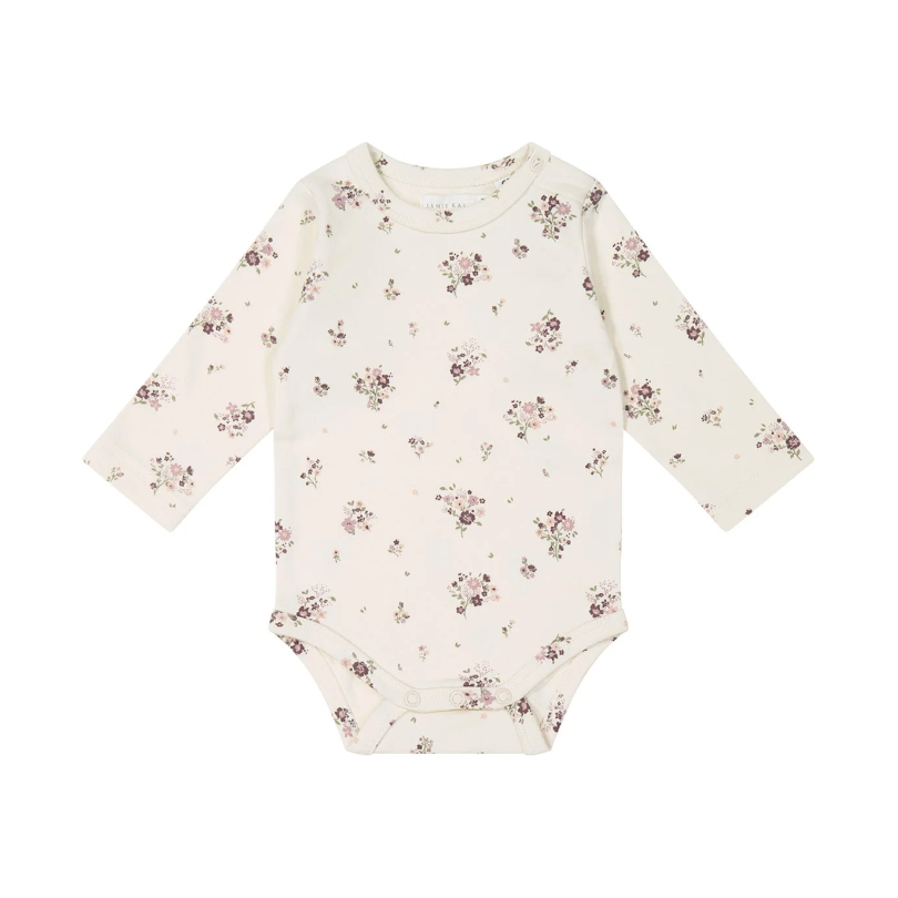 organic cotton long sleeve bodysuit | lauren floral