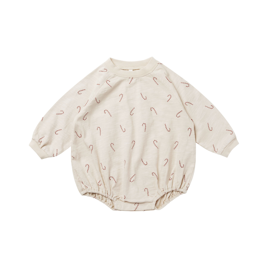 crewneck romper || candy cane