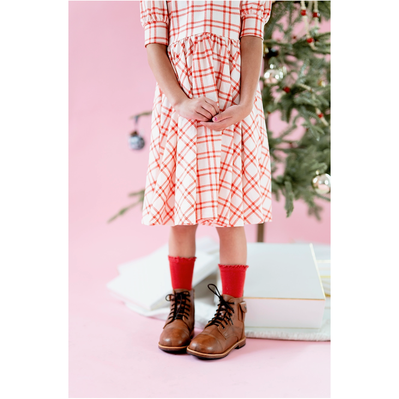 puff sleeve dress | scarlet plaid