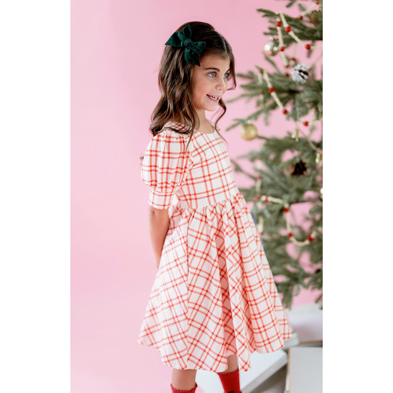 puff sleeve dress | scarlet plaid