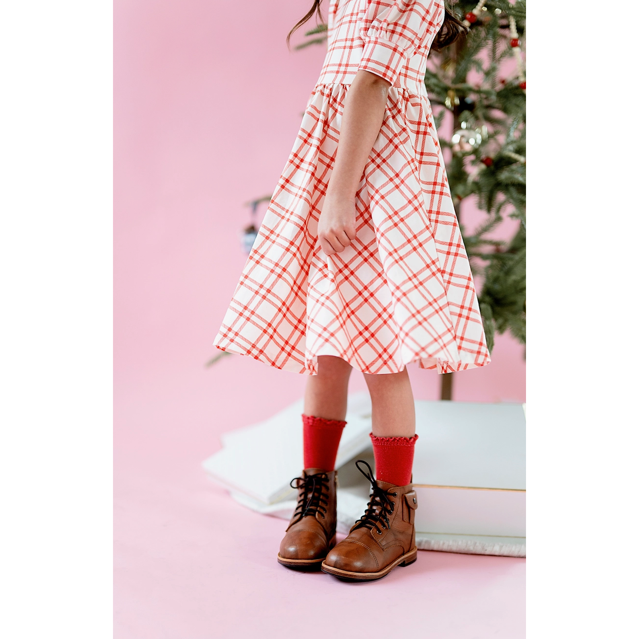 puff sleeve dress | scarlet plaid