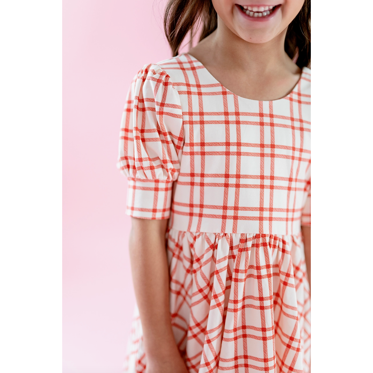 puff sleeve dress | scarlet plaid