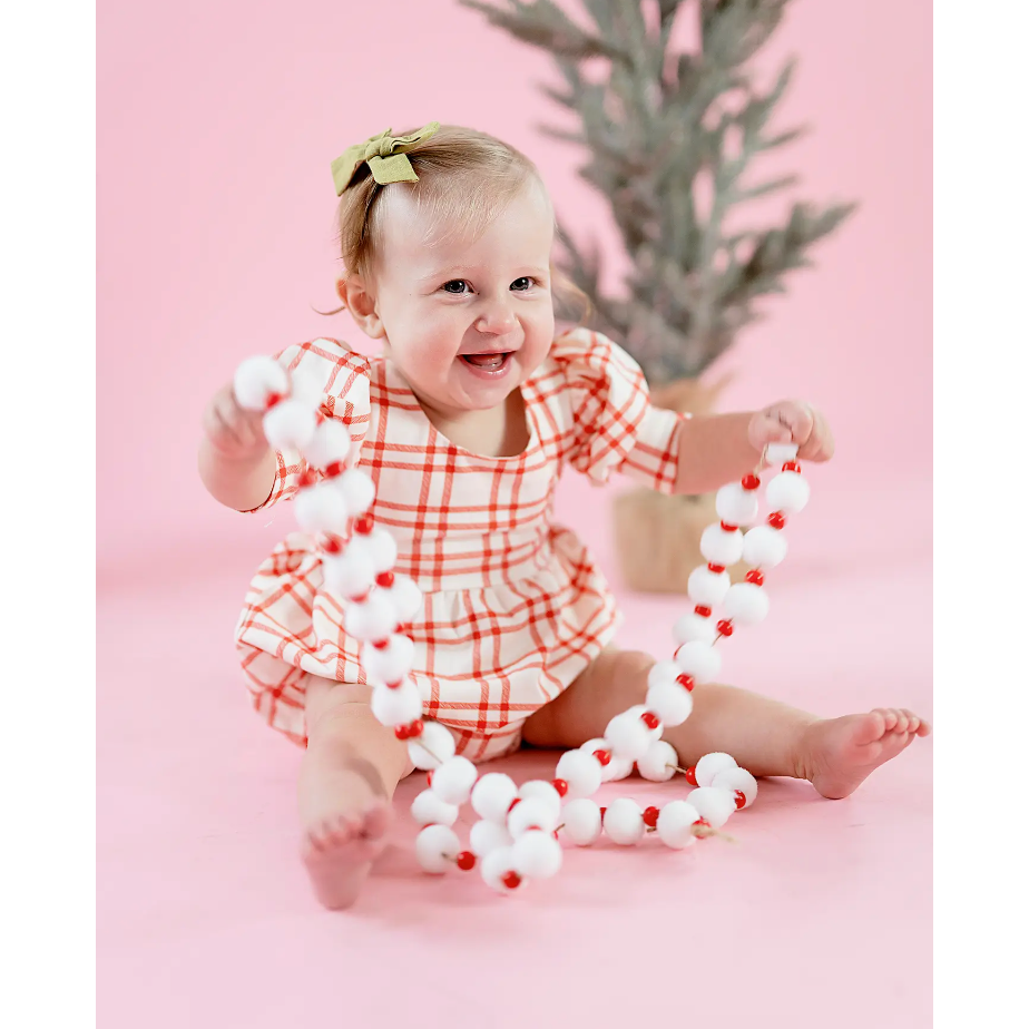 puff romper | scarlet plaid