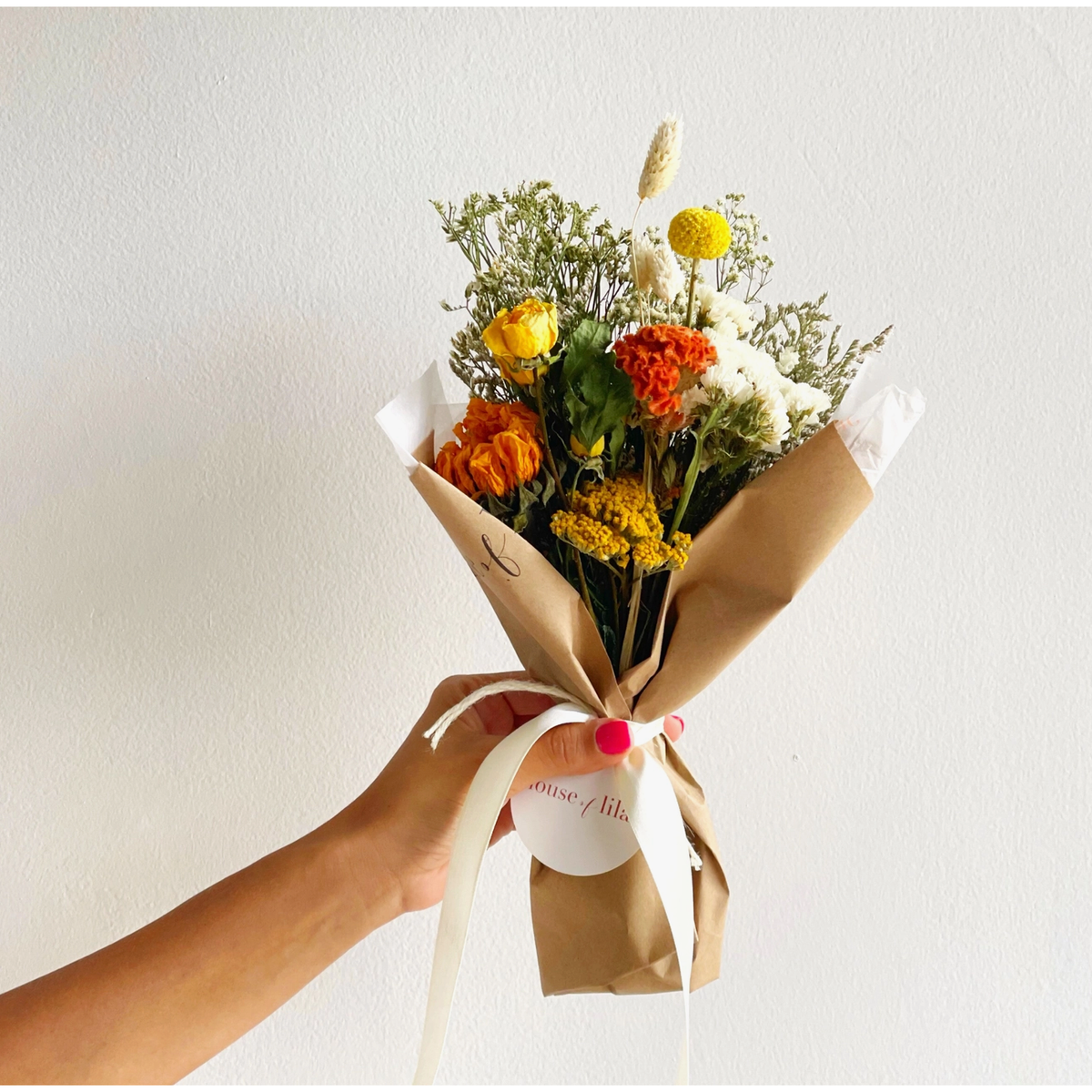 classic dried flower bouquet | yellow &amp; orange