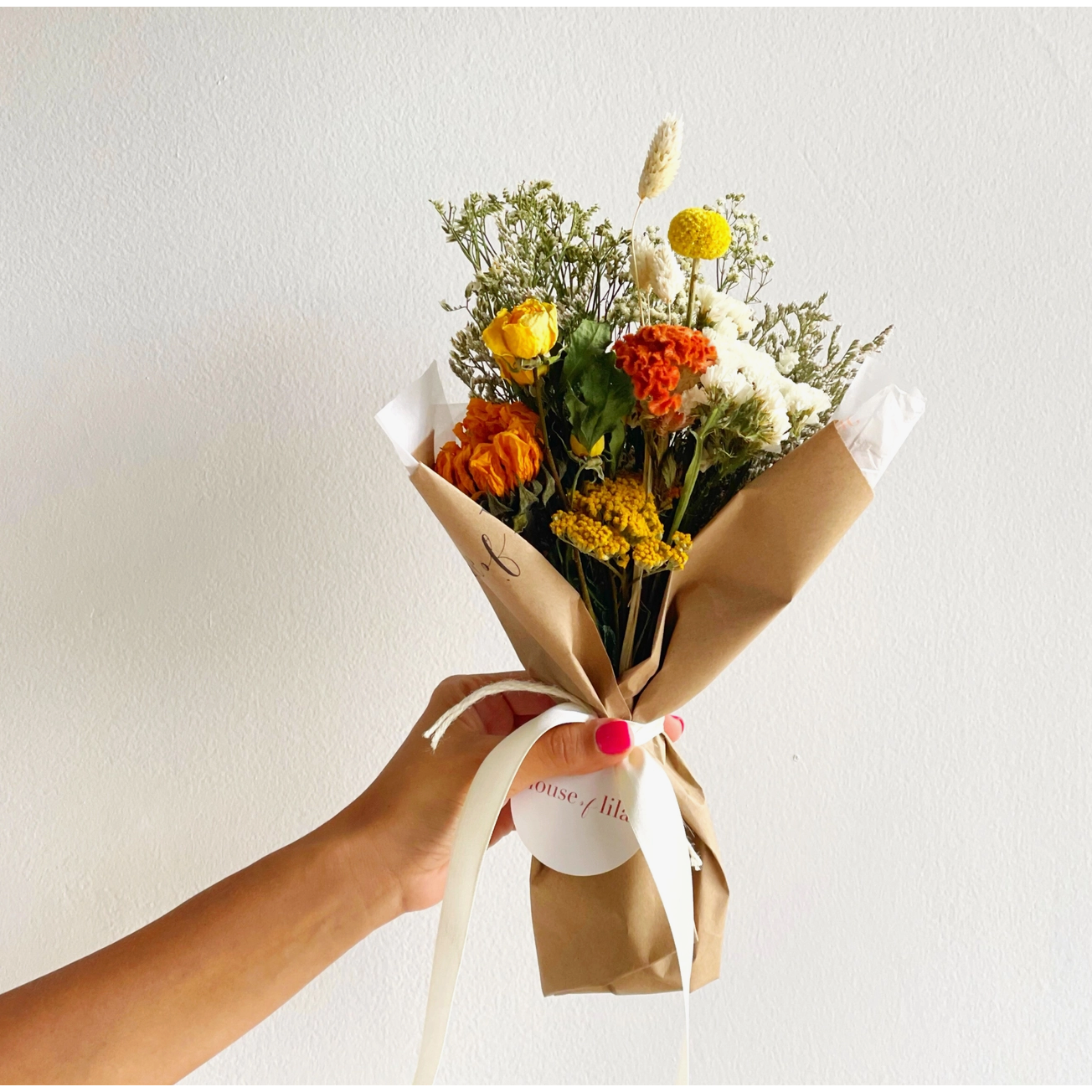 classic dried flower bouquet | yellow & orange
