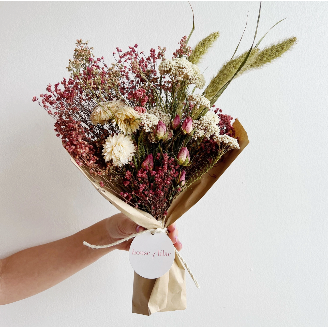 wanderlust dried flower bouquet | pink, green & white
