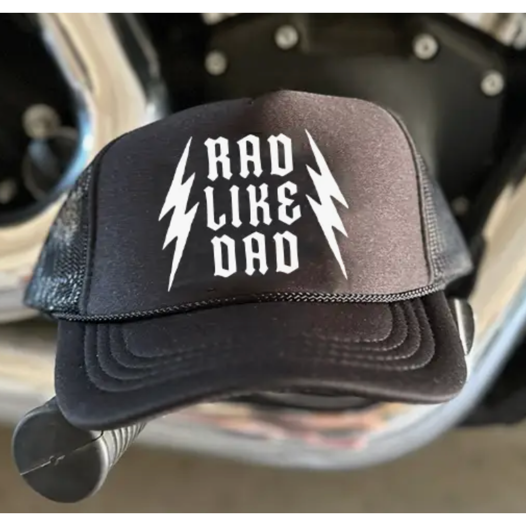 rad like dad trendy kids trucker hat | onyx
