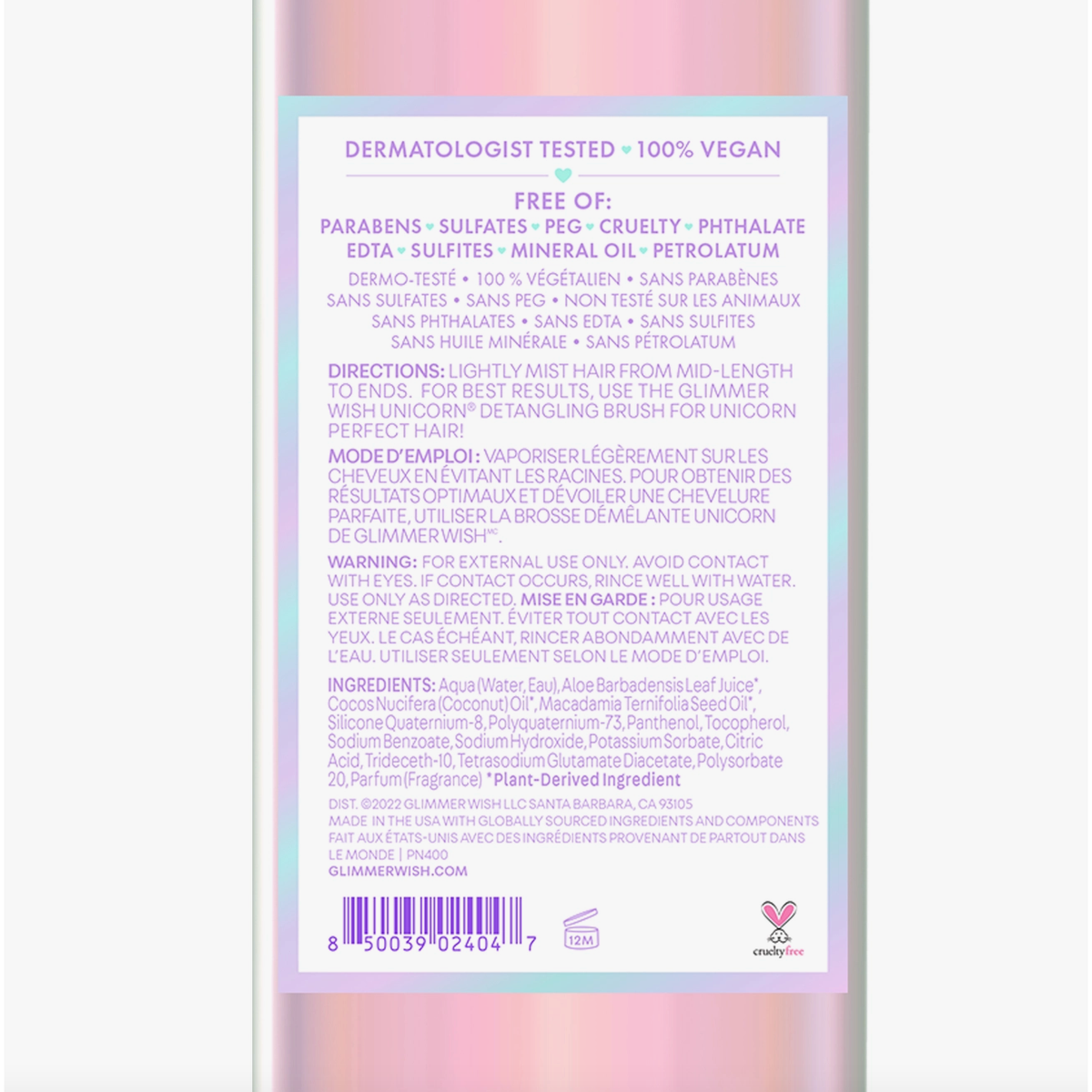 unicorn hair detangling mist