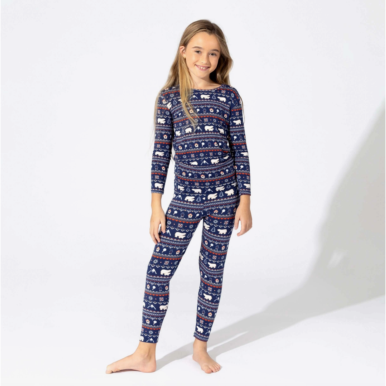 polar isle bamboo kids two piece pajamas