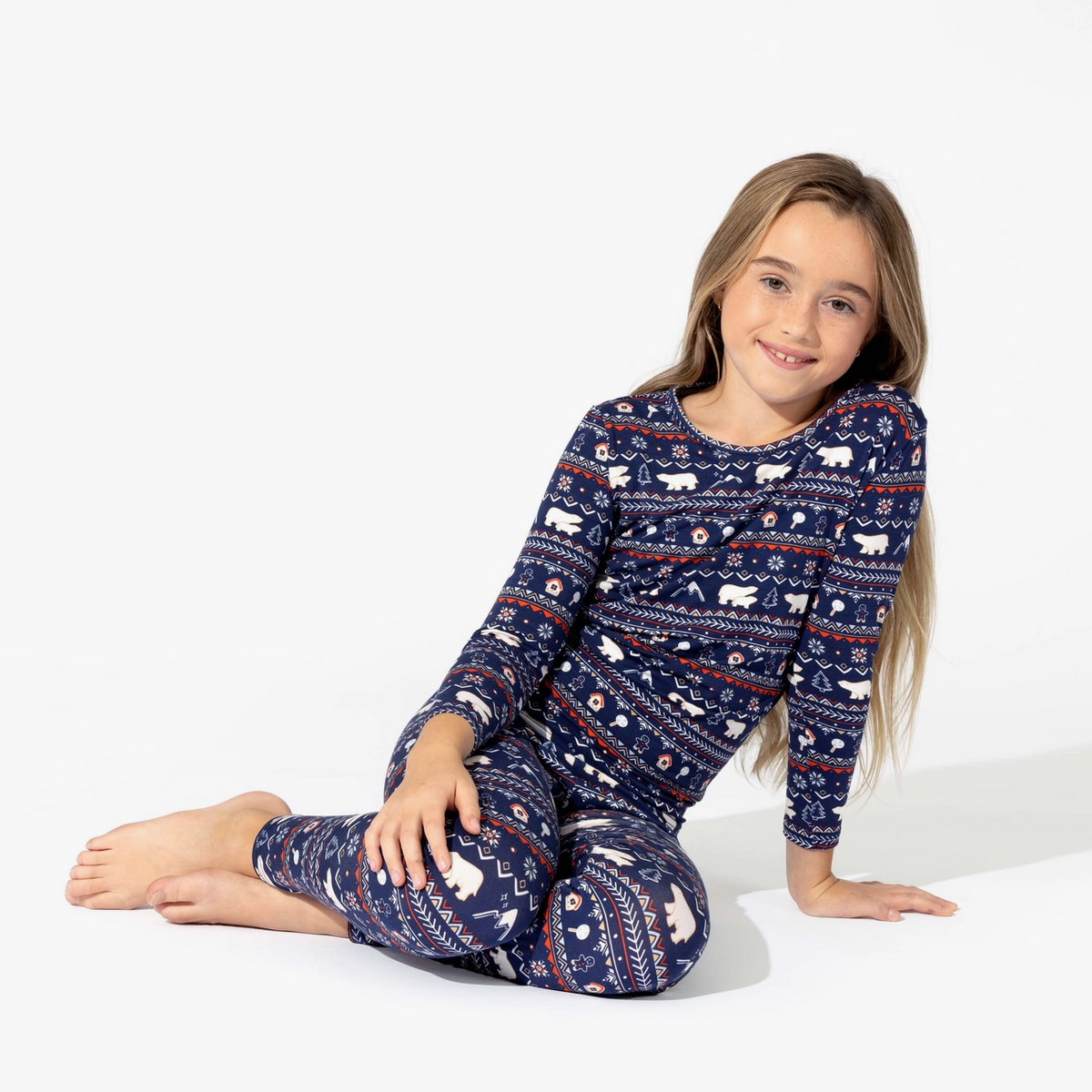 polar isle bamboo kids two piece pajamas