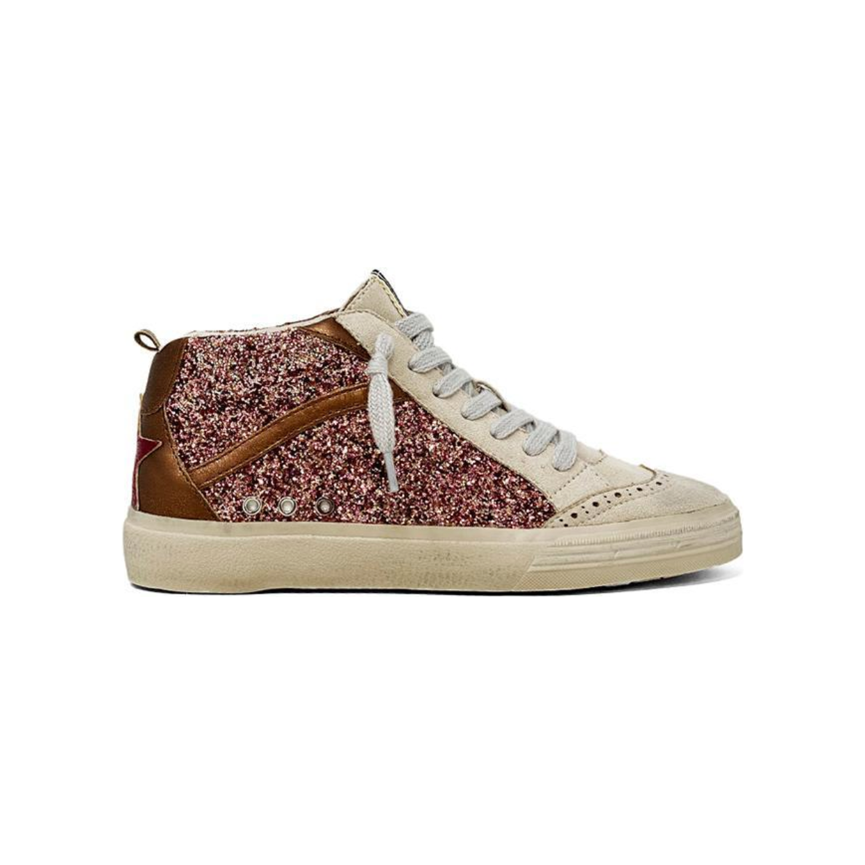 riley kids high-top sneaker | rose gold glitter