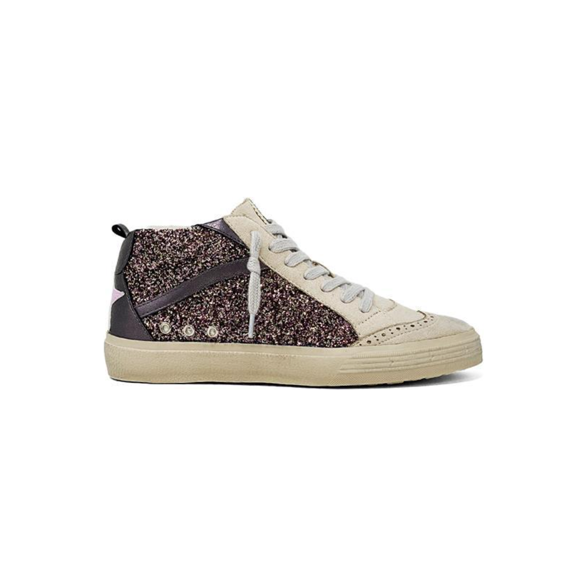 riley kids high-top sneaker | pewter glitter