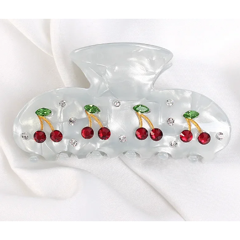 cherry hair clip | clear