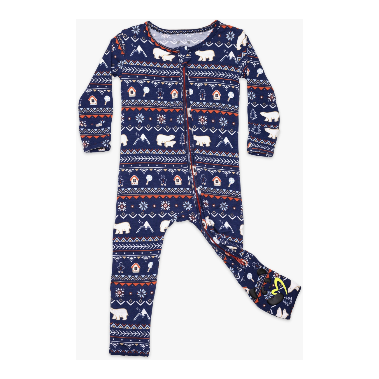 polar isle blue bamboo baby convertible footie pajamas