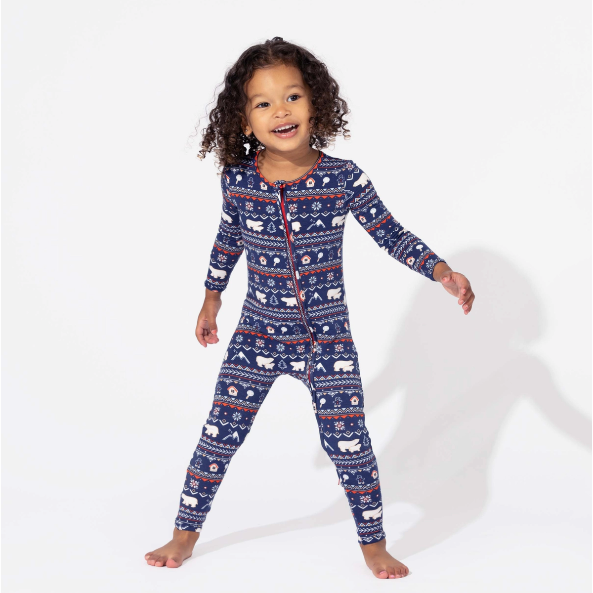 polar isle blue bamboo baby convertible footie pajamas