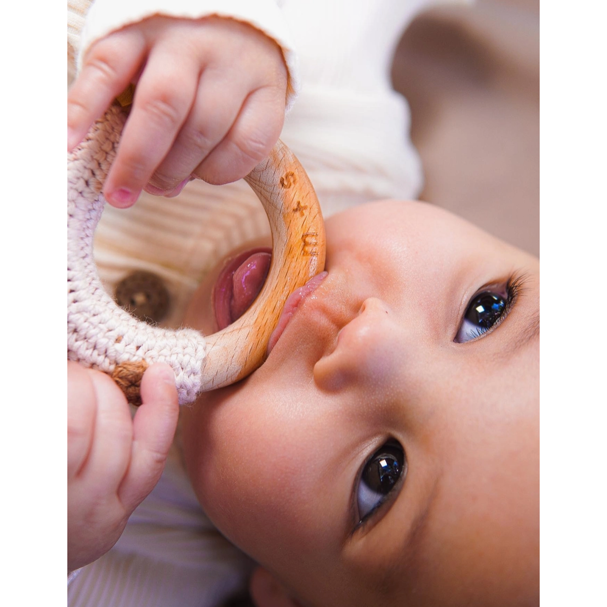 floral bunny hand crochet rattle