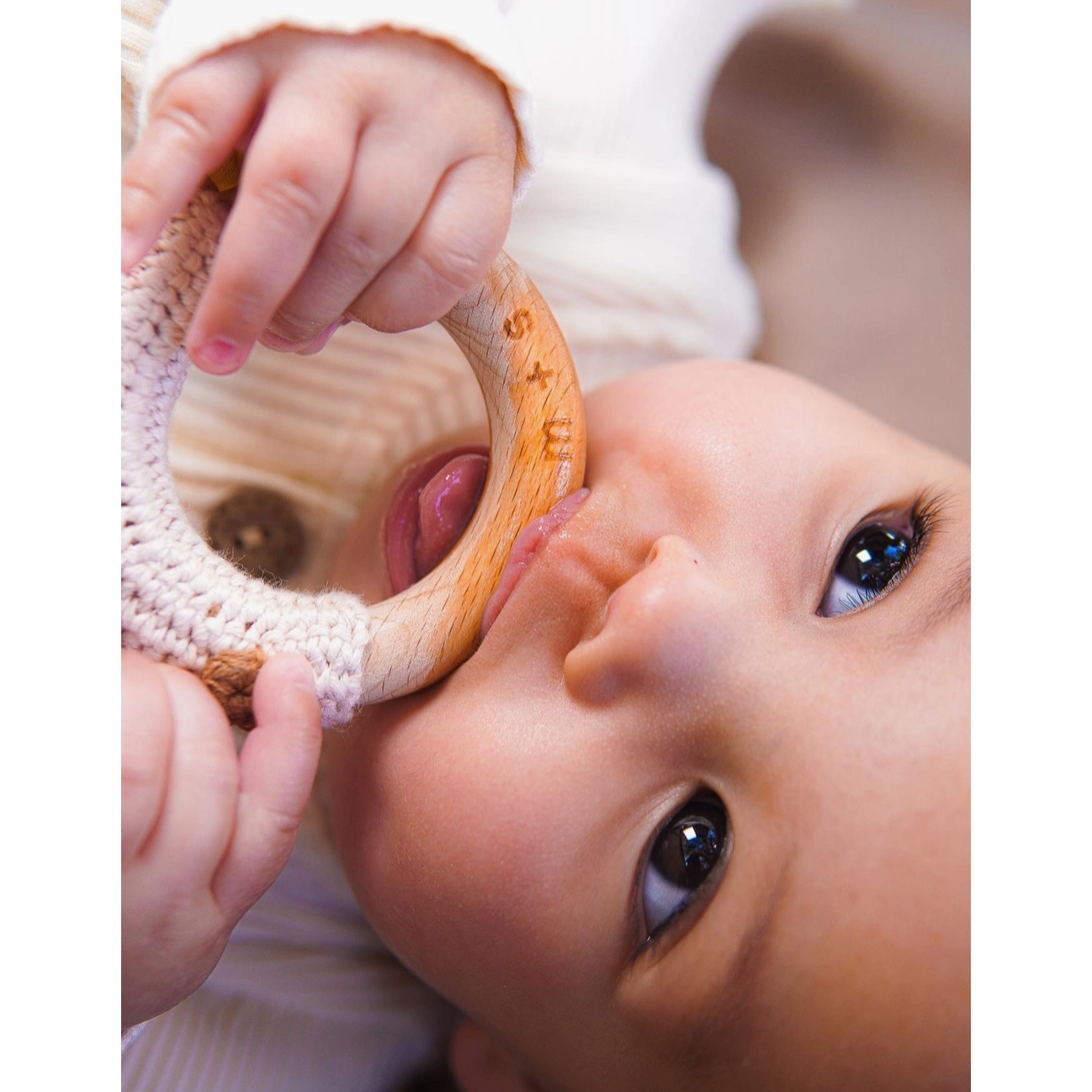 floral bunny hand crochet rattle