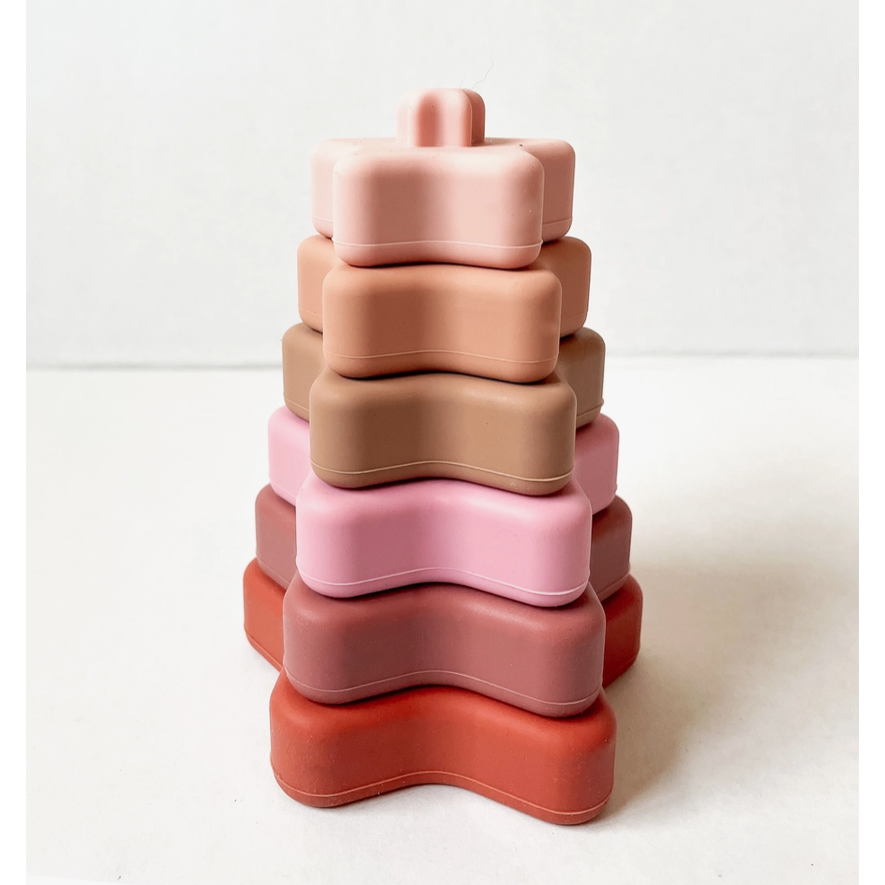 silicone star stacking toy | rose
