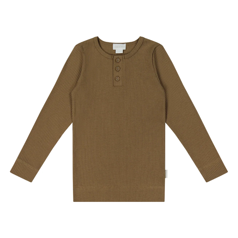 organic cotton modal henley | creme caramel