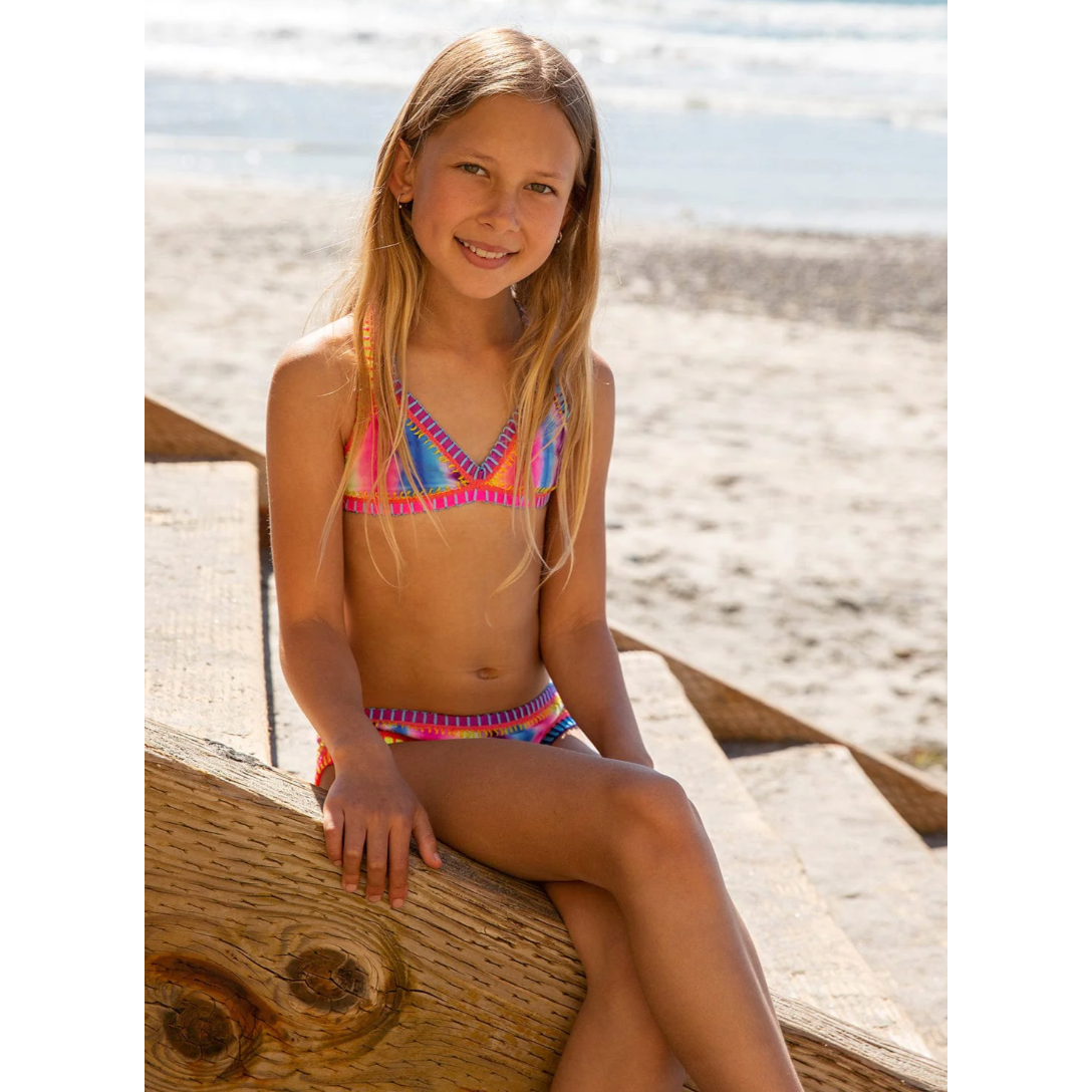kids tie dye rainbow embroidered bikini