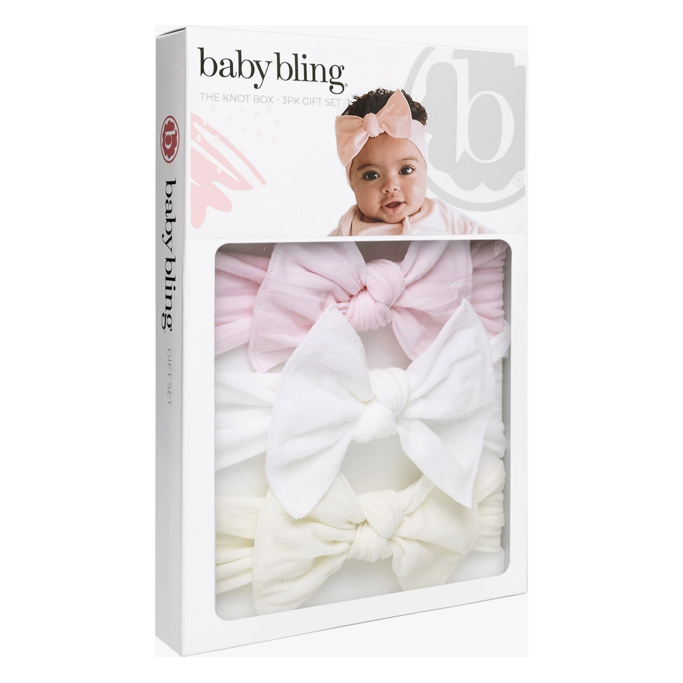 2 pack box knot set (pink/white/ivory)